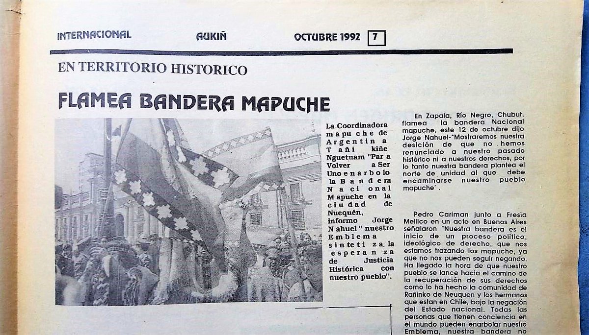 pcayuqueo's tweet photo. La derecha (de Araucanía, en verdad) reniega de la bandera mapuche de 1992 por ser de izquierda, dicen. Y de un lider equis. Lo cierto es que nació de una consulta en ambos lados de la cordillera y con gran participación mapuche de Argentina. ¡Se habla tanto sin saber! 🤦🏽 https://t.co/l2JmonzfWy
