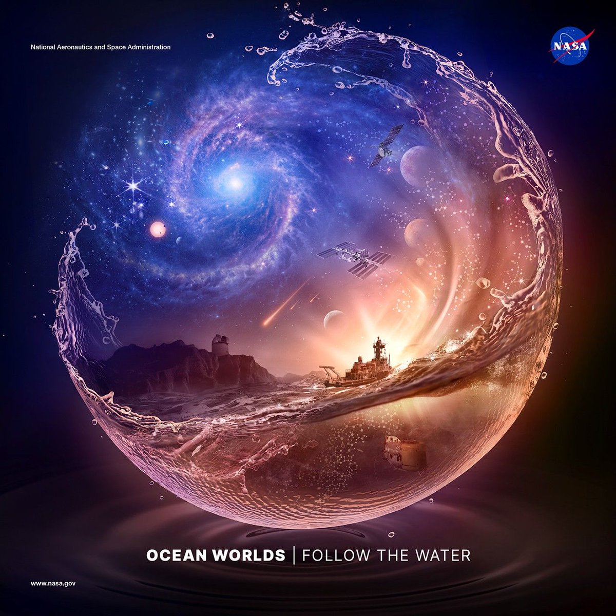NASA's tweet photo. Unleash your curiosity and inspire your inner explorer with two new vibrant @NASAAstrobio visuals that celebrate the search for life beyond Earth. 

Download our science posters for your desktop and mobile wallpaper: https://t.co/Zo1Abgshw7 https://t.co/yj92oEL9DW