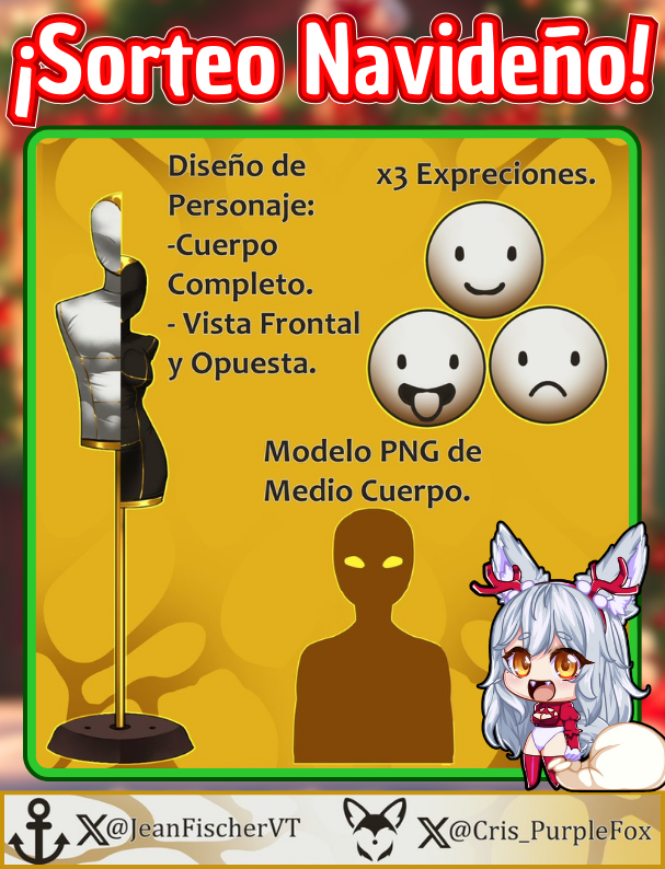 JeanFischerVT's tweet photo. 🎄🎅¡Sorteo de Navidad!🎅🎄

¡@Cris_PurpleFox les tenemos un regalo!
¿Quieres participar? Entonces debes:

⭐️Seguirme a mi y a @Cris_PurpleFox 
⭐️Dar like a este post ♡
⭐️Rt ↻
���️Comenta 💬

BONUS:
🔴Etiqueta a un amigo
🔴Sigueme en Twitch

#VtuberES #Vtubers #Vtuber