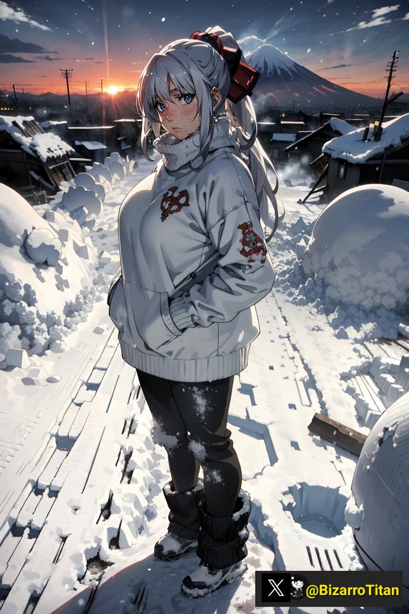 BizarroTitan's tweet photo. Buenas tardes, llego la época de la nieve, con ella mucho trabajo y el desastre en algunos lugares
#IAart #AIart #nieve #snow #snowfall #naturaldisaster #waifus #iaartist #animegirl #girlanime #IAwaifus #AIwaifus #IA #AIイラスト #atardecer https://t.co/hLRi8I9wOK