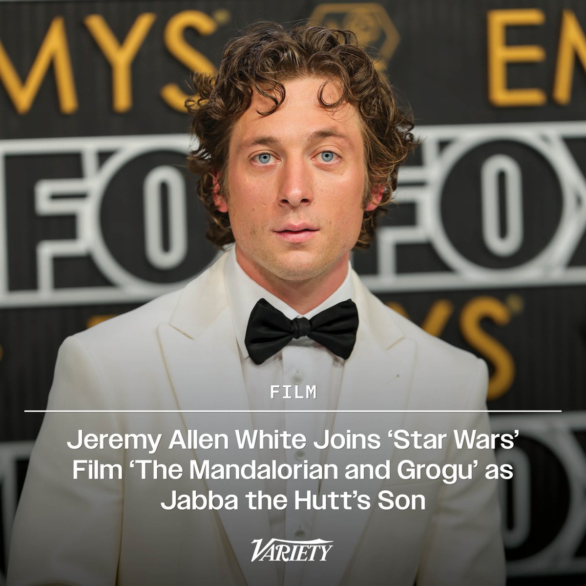 Variety's tweet photo. Jeremy Allen White has joined “Star Wars” film “The Mandalorian &amp; Grogu,” playing the voice of Jabba the Hutt’s son, Rotta the Hutt.
https://t.co/PD4v5Sczvp https://t.co/eGOI9Ghwkr