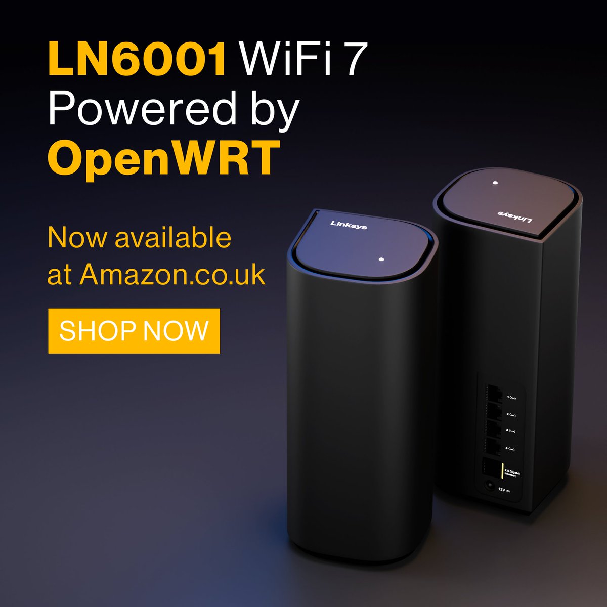Linksys LN6001 WiFi 7 Powered by OpenWRT Available in Amazon.co.uk