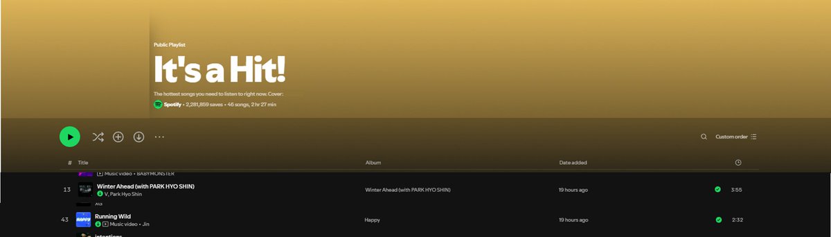 jeon7elly's tweet image. Hey! por si no lo sabían, #WinterAhead ha sido incluida en la playlist #ItsAHit! de Spotify (está en el puesto #13) También, #RunningWild está en el puesto #43, entra y reproduce ambas canciones, *da block a las payoleras* 
🔗open.spotify.com/playlist/37i9d…