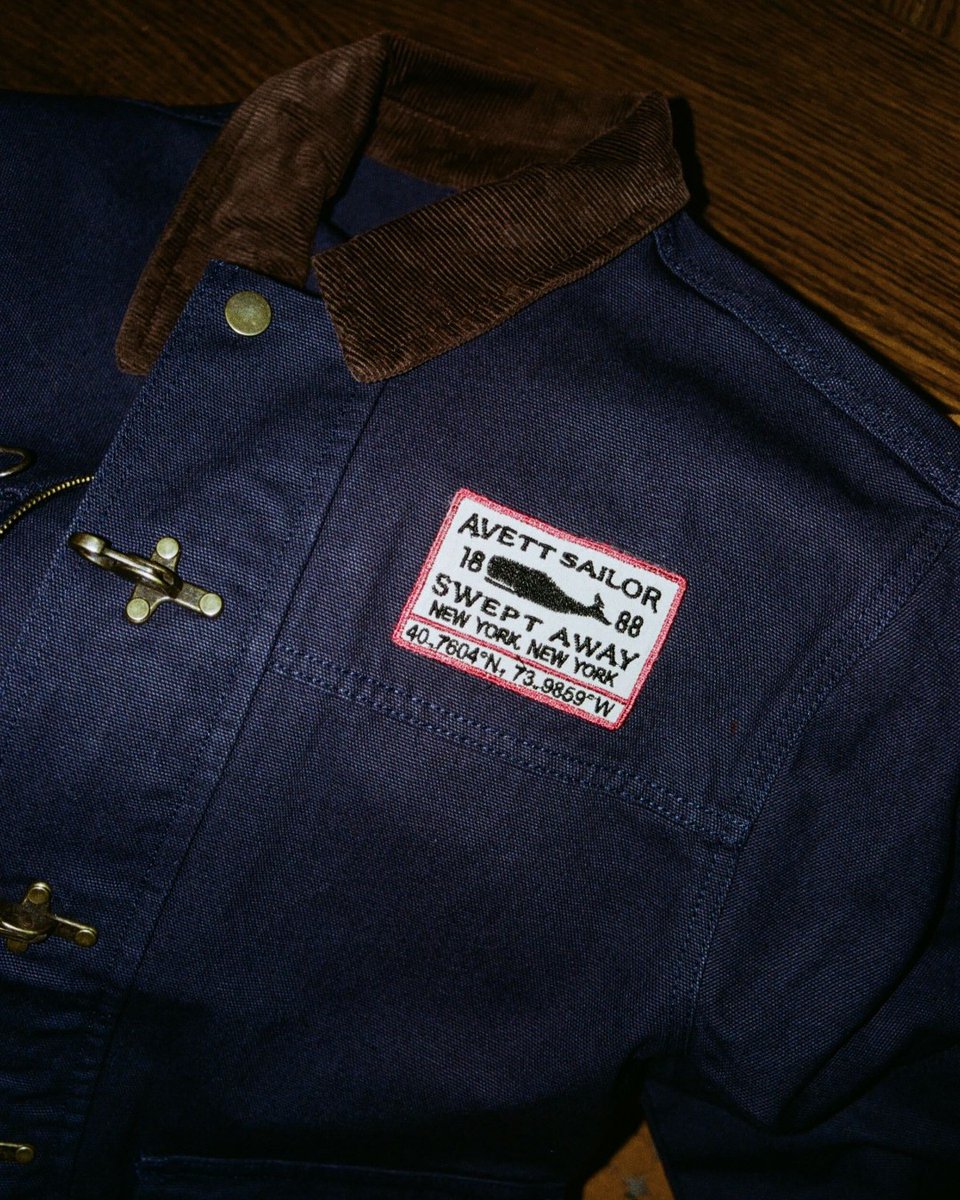 SweptAwayFans's tweet photo. Introducing The Swept Away Sailor Jacket! ⚓️ Created in collaboration with Dinner Service, this custom #AvettSailor jacket celebrates all of you who have supported Swept Away and The Avett Brothers over the years. Now available for purchase at https://t.co/0wCdgsImx1. https://t.co/02yKUvESjm