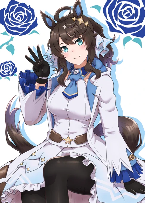 #今年も残りわずかなので今年一番ぶっ刺さった絵を自分で言う実はリクエストで描いたデアタクちゃん(構図が気に入っててスマホの待ち受けにしてる) 