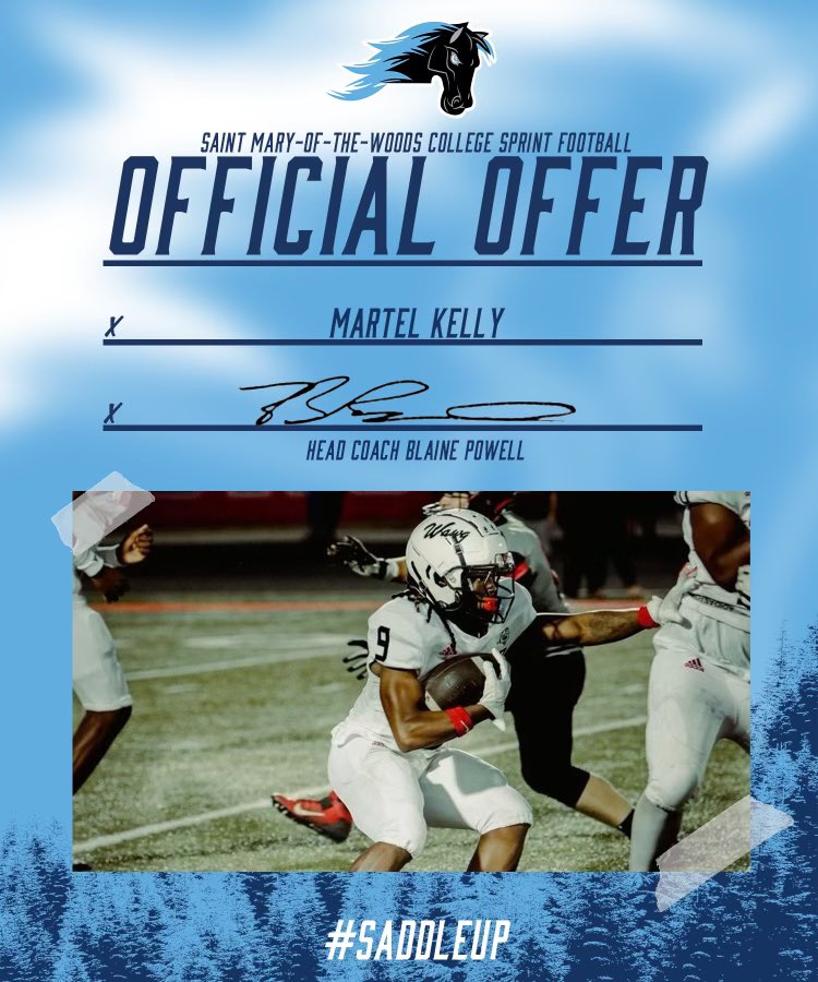 After a great conversation with coach powell, I’m blessed to receive another opportunity to play football at SAINT MARY-OF-THE-WOODS COLLEGE!!
#thankful 🙏🏾🙏🏾