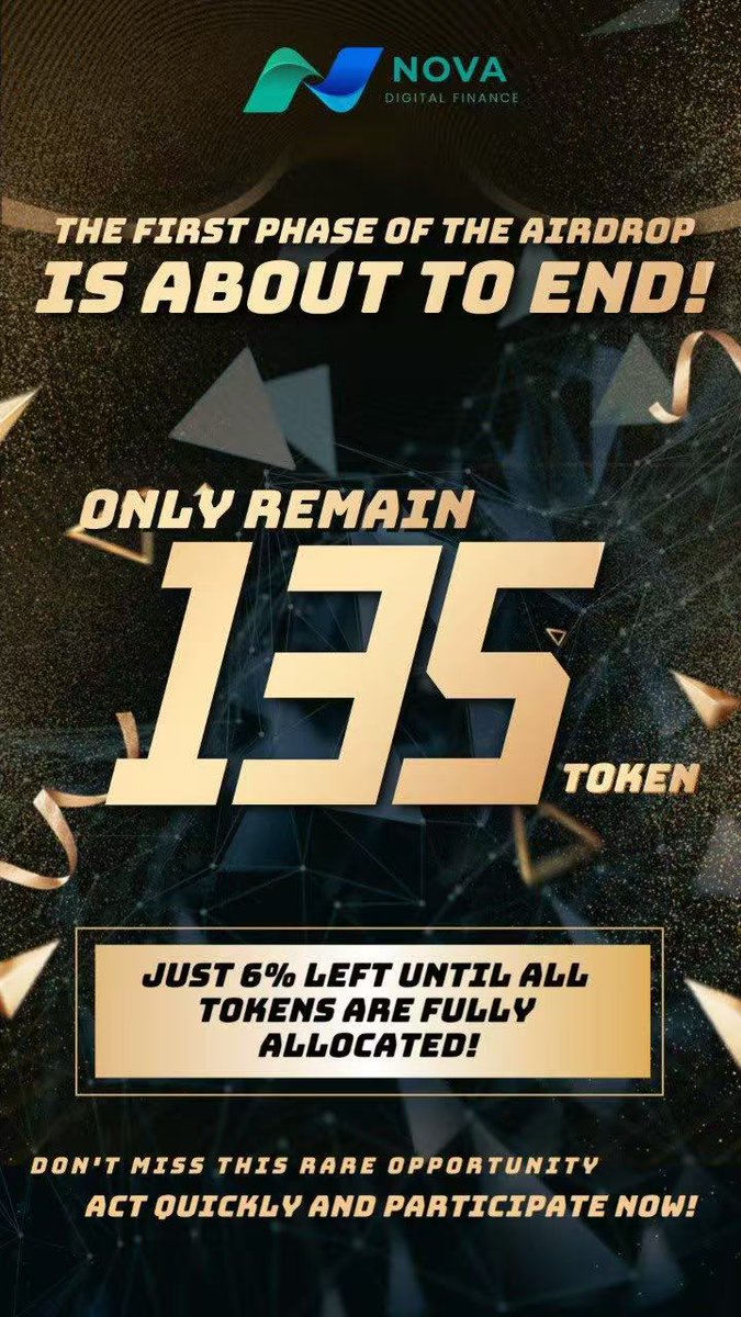 NovaProtocal's tweet photo. NVC Airdrop Only Remain 135 Token Left On Phase 1⃣ !!!!!!
Today Price Update Touch 143$ Per Token , Join Us Before You Miss Out Great Opportunity Chances🚀
#NovaProtocol #Ncoin #Nvcoin #AirdropRewards https://t.co/6MyVxFo3ep
