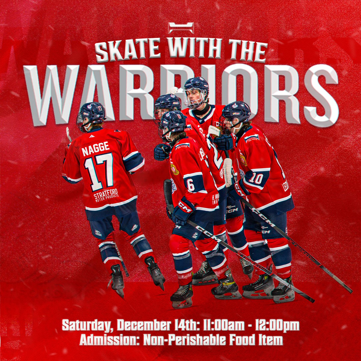 StratWarriors's tweet photo. Our Annual Skate with the Hunter Steel Warriors is taking place this Saturday, December 14th from 11:00am - 12:00pm!

Admission is a non-perishable food item and we can't wait to see you this weekend!

#rollswans https://t.co/I3fOBoS76E