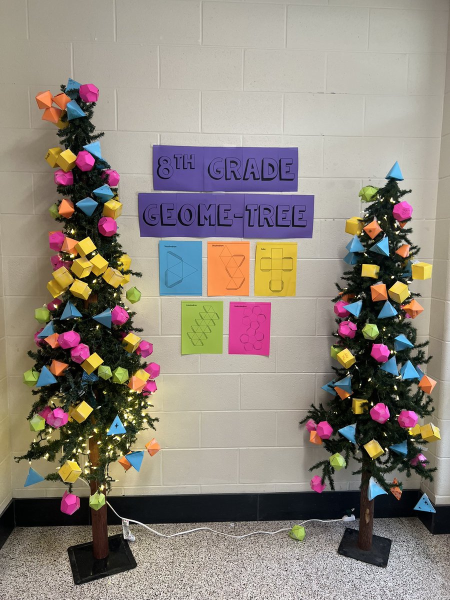 dixonbcmsmath's tweet photo. Oh Geome-Tree, Oh Geome-Tree, how  lovely are your branches! 8th grade math is feeling festive and bright! https://t.co/eyL3y0uF84