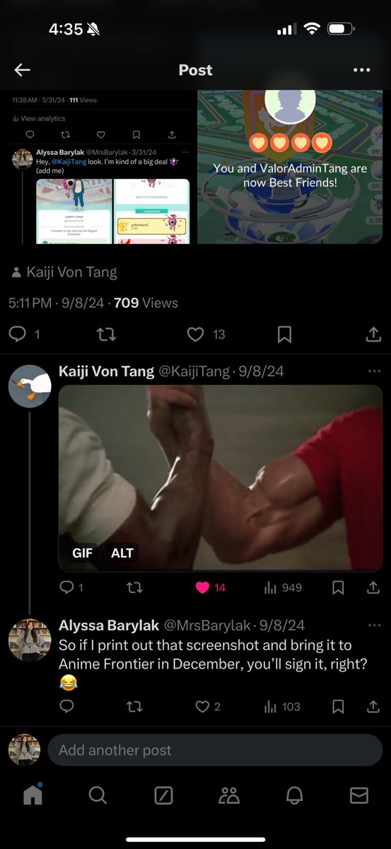 MrsBarylak's tweet photo. This is literally my favorite story to tell about 2024. Thanks for the memories, @KaijiTang https://t.co/H7hO3v1F2r