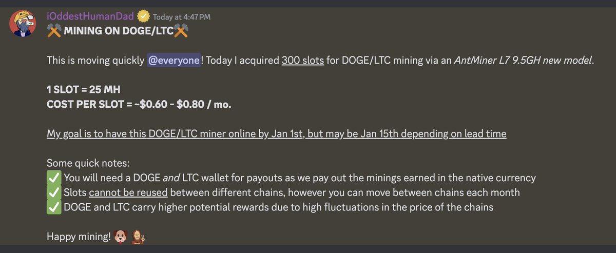 The mining never stops...

Now supporting DOGE/LTC mining with your Wild Tangz NFT! 🐶🦧

Don't forget to reserve your slots before they are all gone! wildtangz.com/mint