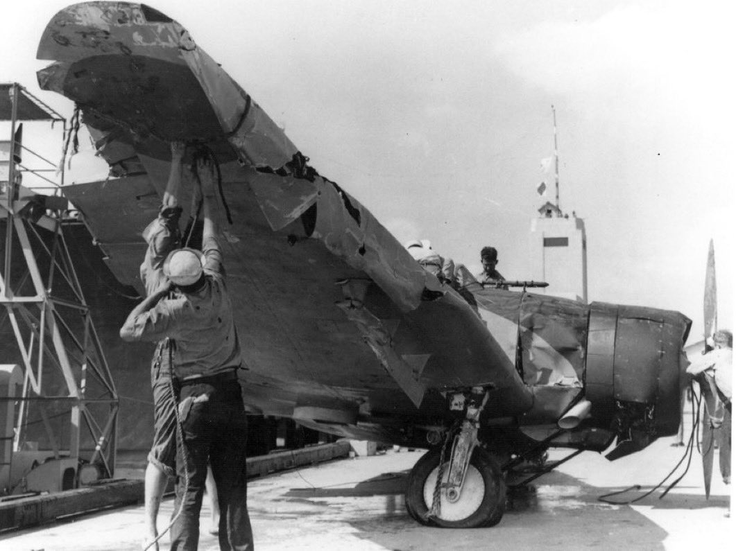 The wreckage of Japanese Aichi D3A “Val” dive bomber that crashed in the water near Ford Island. #PearlHarbor83