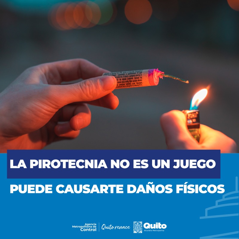 amcquito's tweet photo. 🚧 La Agencia Metropolitana de Control y el Cuerpo de Bomberos de Quito te recuerdan, la venta de pirotecnia en el espacio público está prohibida.
No pongas en riesgo tu seguridad.
Con orden y control.&amp;nbsp;#QuitoRenace https://t.co/OeIRWppEgC