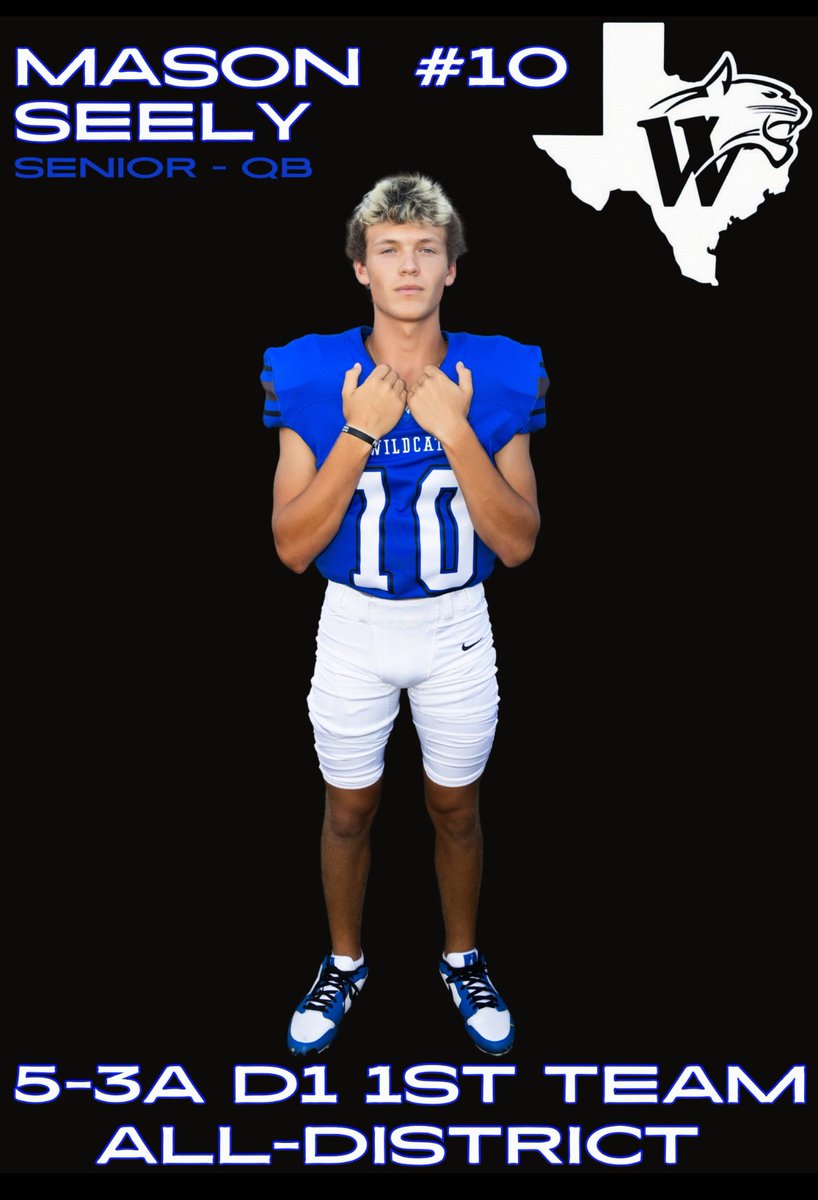 David Haynes, Jr. M. ED (@coachhaynesjr) on Twitter photo 1st Team All District QB Mason Seely #WTX #TheLake
3 year starter for the Wildcats. Thrown for over 8,000 yards and over 90 TD passes in his career! Certified gun slinger. <a href="/Masonseely10/">Mason Seely</a> 1st Team All District QB Mason Seely #WTX #TheLake
3 year starter for the Wildcats. Thrown for over 8,000 yards and over 90 TD passes in his career! Certified gun slinger. <a href="/Masonseely10/">Mason Seely</a>