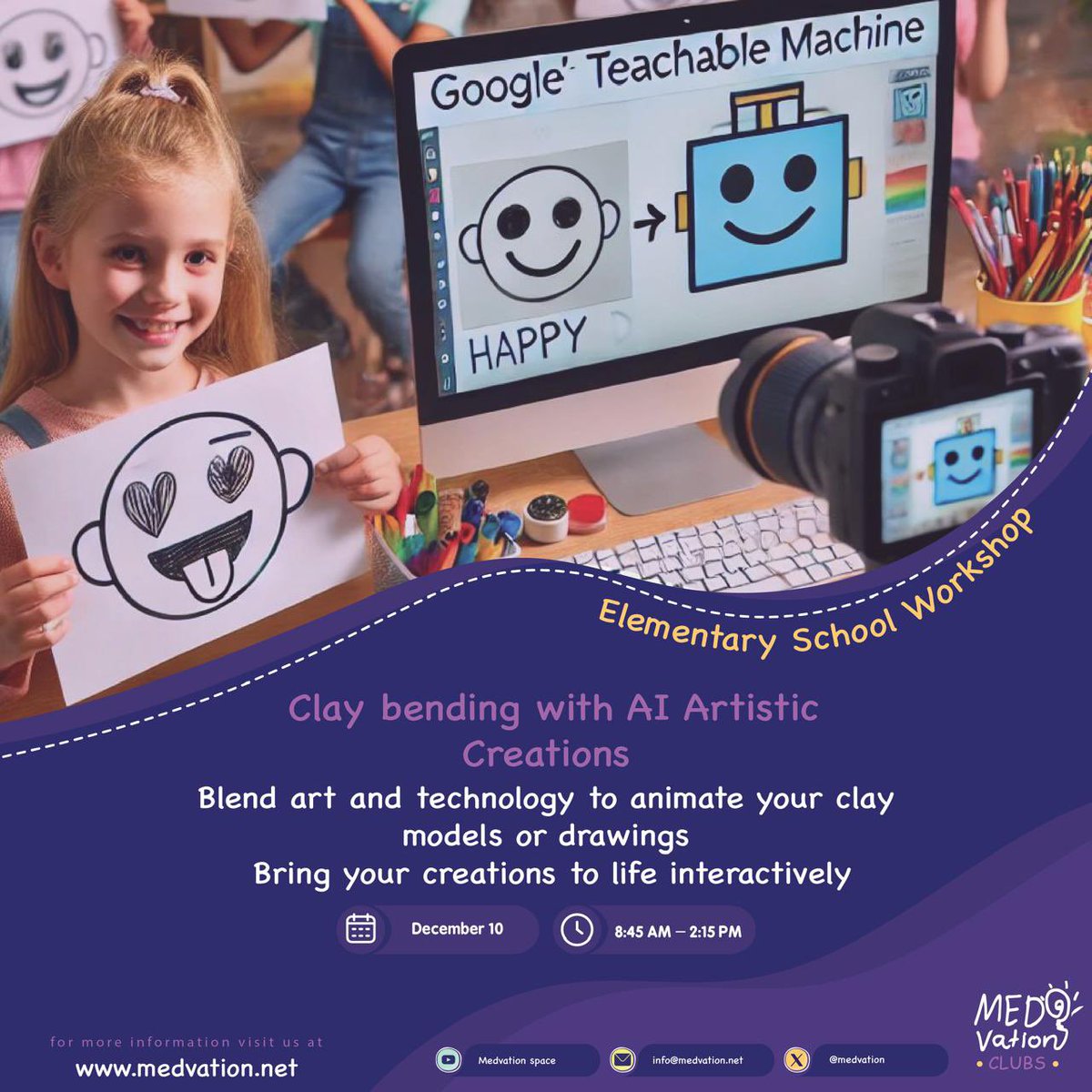 medvation's tweet photo. Join us at KAUST school for Computer Science Education Week!🌟
Under our #AmbassadorsOfKnowledge initiative
🎮: Game development & AI
🎨: Clay Art + AI
💻: Micro:bit & Python games
Hands-on fun with #AI #STEAM kits! Don't miss it! 🤩
#Medvation
#CSWeek2024 #KAUSTSchool https://t.co/gIBnSb4dZp