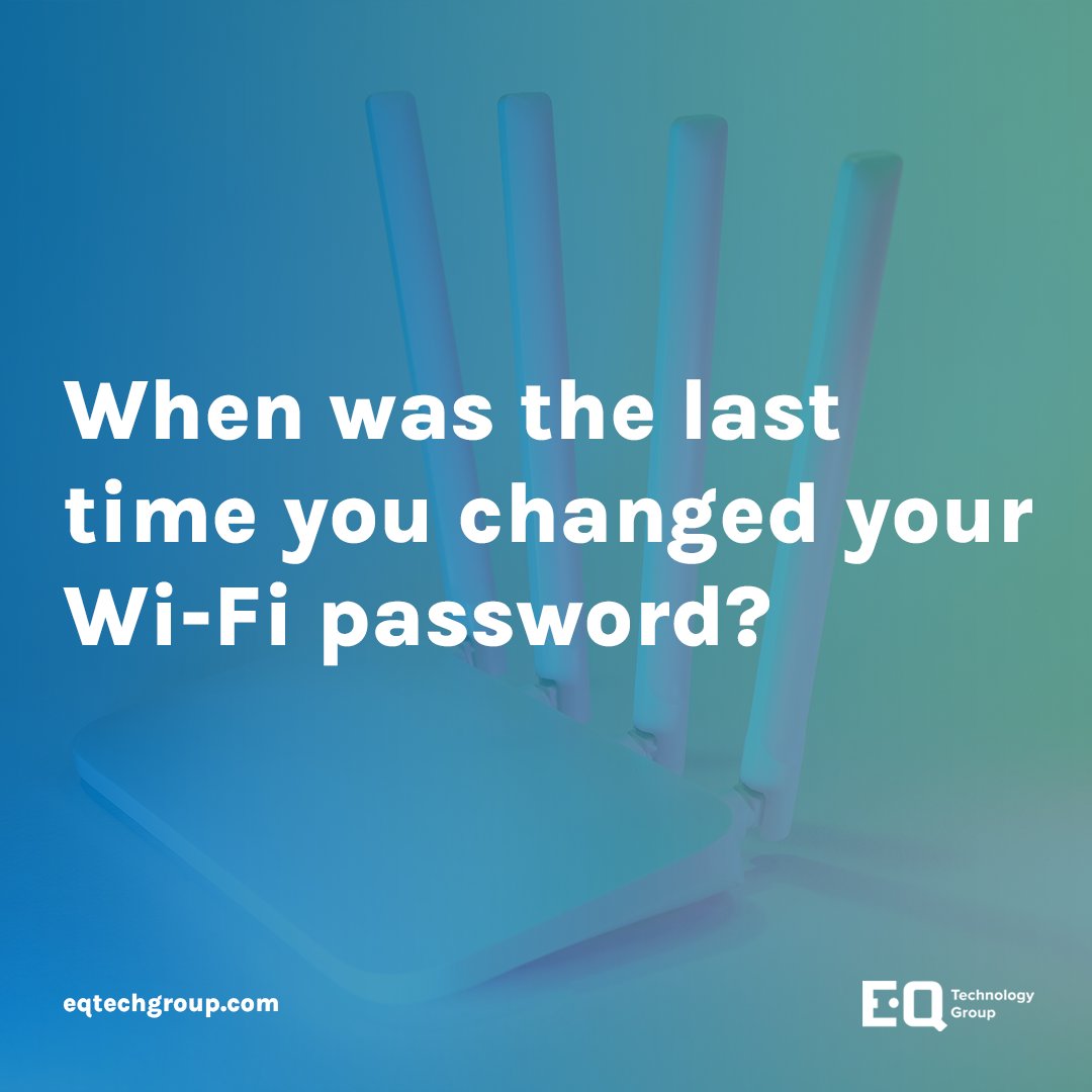 EQTechGroup's tweet photo. Is your Wi-Fi password as old as your favorite pair of jeans? It might be time for a change! 

A strong, unique password can protect your network from unwanted guests. Plus, it's a simple way to boost your digital security. 

#wifipassword #cybersecurity #networksecurity https://t.co/a7Lfk0bNaL