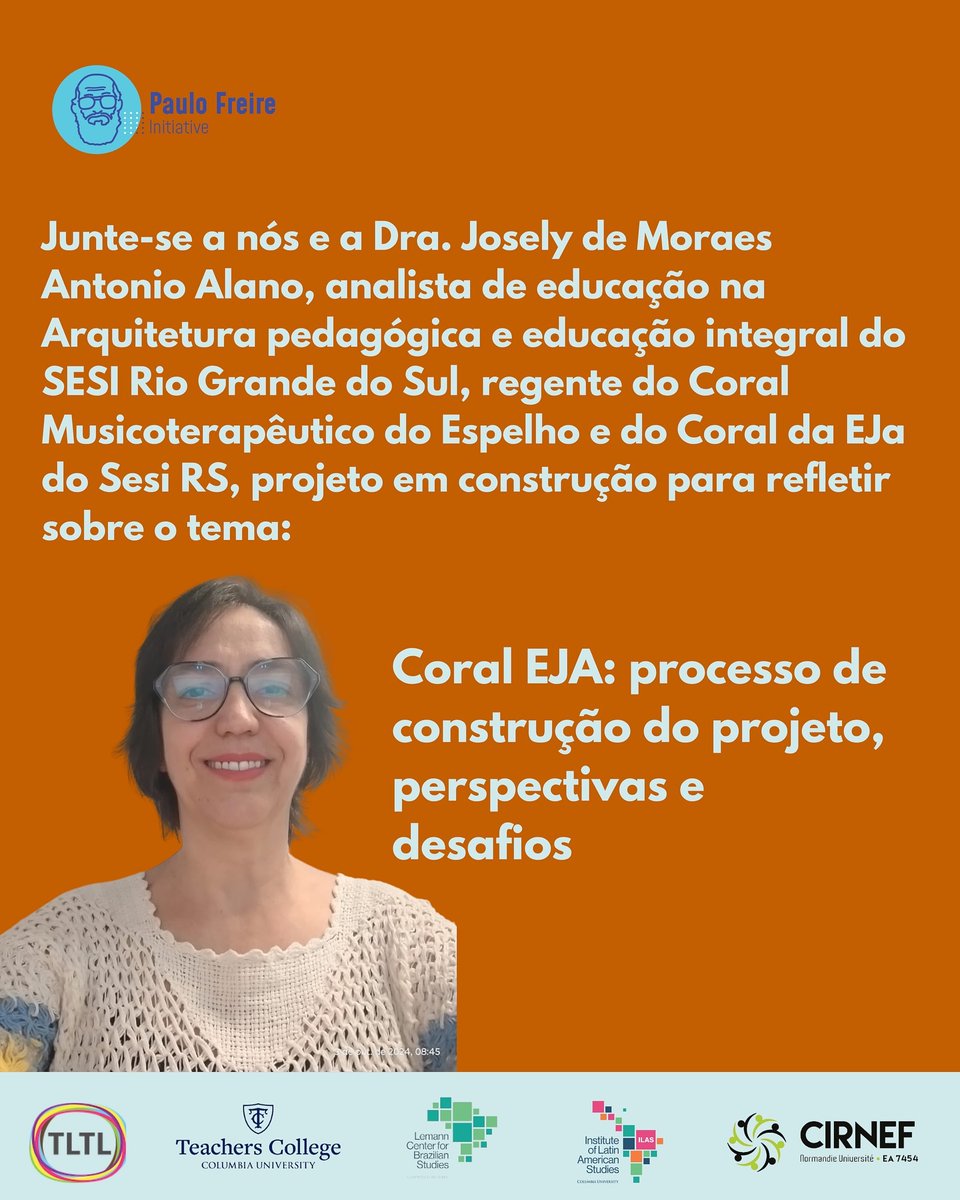This Wed, December 11th, join us for the Paulo Freire Initiative's last webinar of 2024! Webinar is free and will be held in Portuguese.

📅 Date: Wed, Dec 11 
🕓 Time: 4-5:30 PM (ET) 
📍 Where: Zoom
🔗 Register: tinyurl.com/ke7d7s8