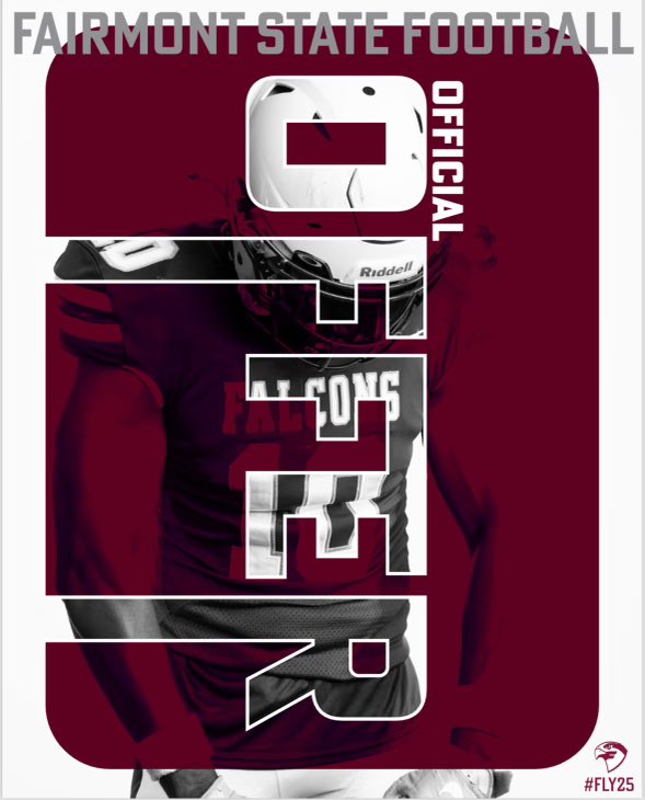 After a amazing phone call from <a href="/CoachAdamWhite/">Adam White</a> I am blessed🙏🏾 to receive an offer from The University of Fairmont State University <a href="/CoachBarker_99/">Luke Barker</a> <a href="/FairmontStateFB/">Fairmont State Football</a>