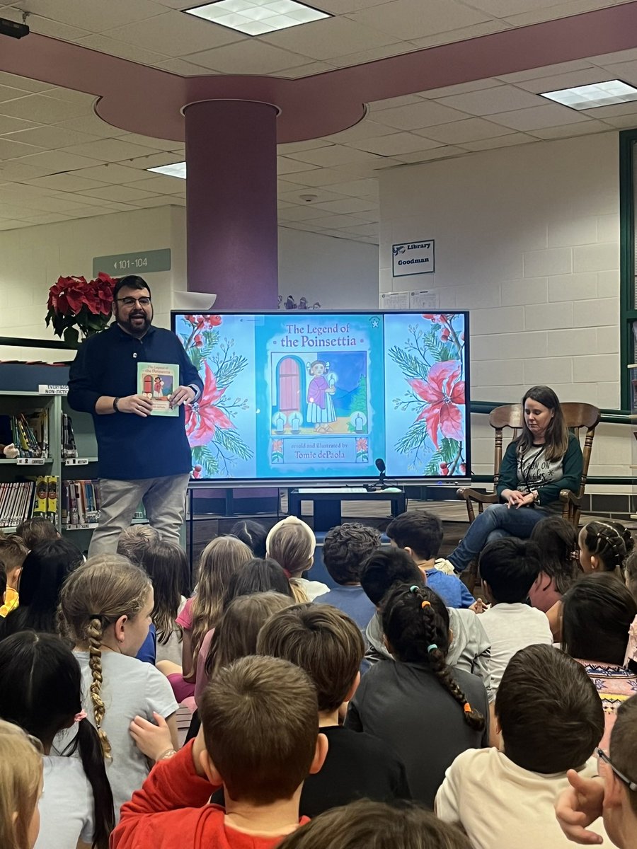 GMBushnell's tweet photo. I love sharing the beautiful story of the Legend of the Poinsettia by Tomie depaoula! Our SFE  2nd grade sharks were so attentive and followed up by making their own poinsettias which we will use to celebrate the season in the building!  @HumbleISD @HumbleISD_SFE https://t.co/nD5vH6sgeI
