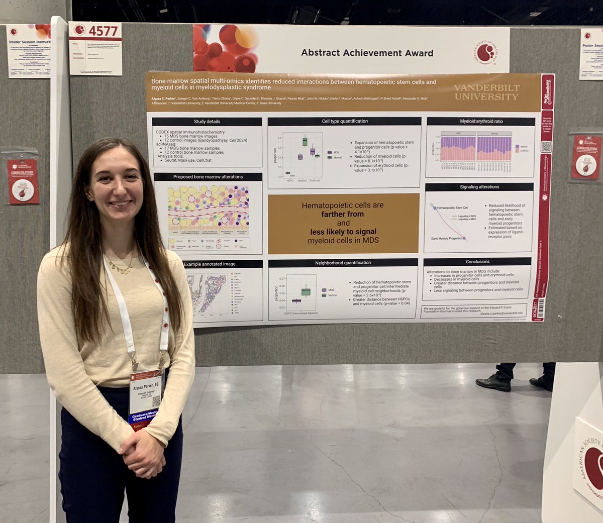 alyssa_c_parker's tweet image. Honored to be presenting at #ASH24 among so many stellar scientists! 🩸✨ Visit me at the poster session tonight to hear about our efforts to understand bone marrow alterations in MDS with spatial proteomics! Poster 4577 :)