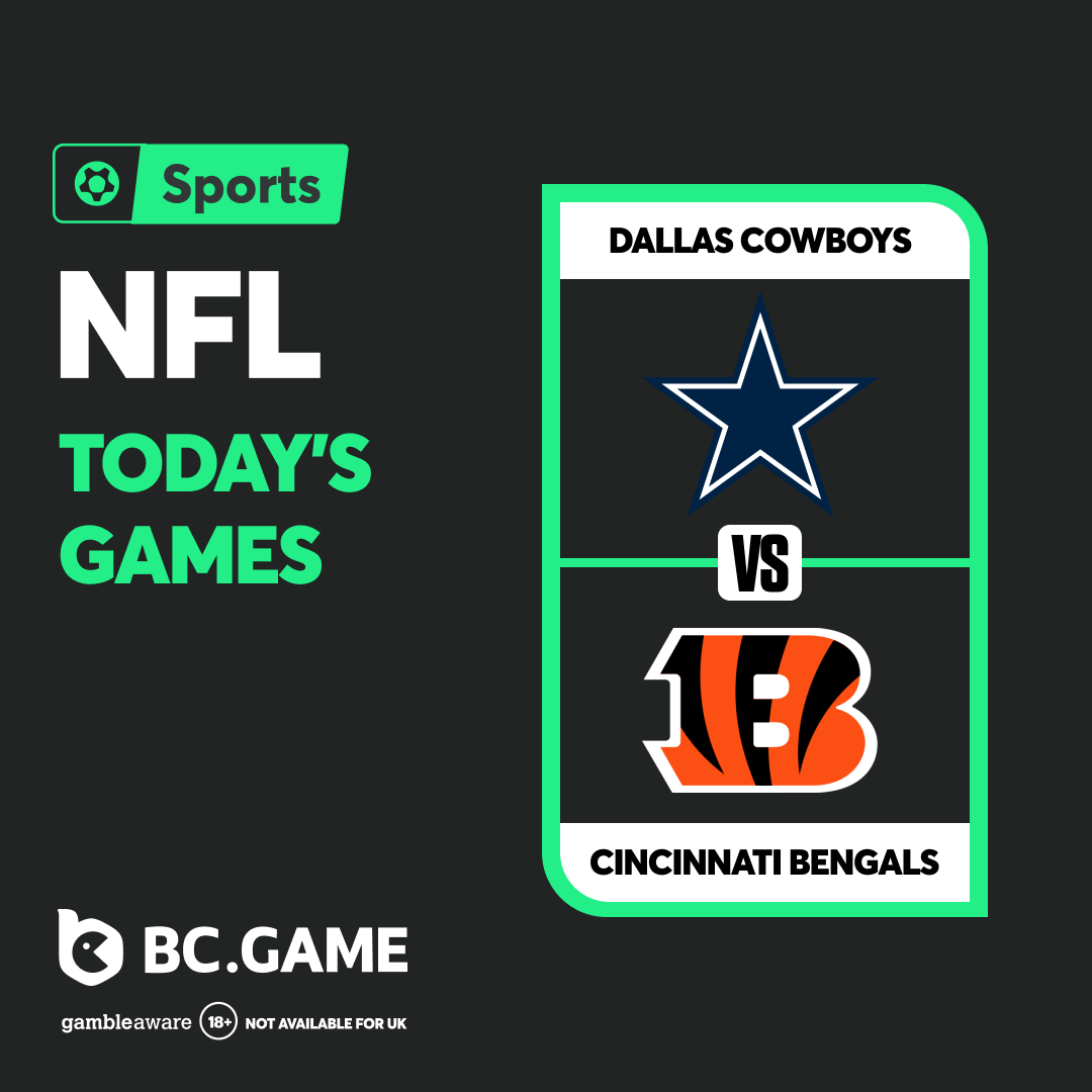 bcgame's tweet photo. Dallas Cowboys π Cincinnati Bengals kicks off in 2 hours.
Two gridiron giants clash tonightβFeel the next level energy with our NFL promo and back your team!
Whoβs your pick? Drop predictions below! π
Bet Here: https://t.co/edLMg1eUAd
#NFL #Cowboys #Bengals #NFLPromo