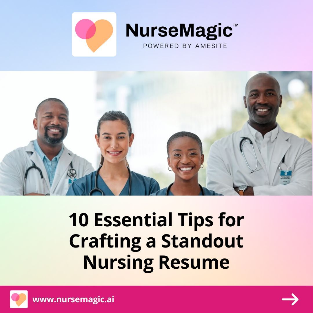 NurseMagicAI's tweet photo. Learn more nursing resume tips that can set you apart from the crowd in our recent blog: https://t.co/a9TaYYca9A
#Nurse #Nursing #RN #AI #Healthcare #NurseMagic #NurseMagicAI https://t.co/v1mq9B1Sjw