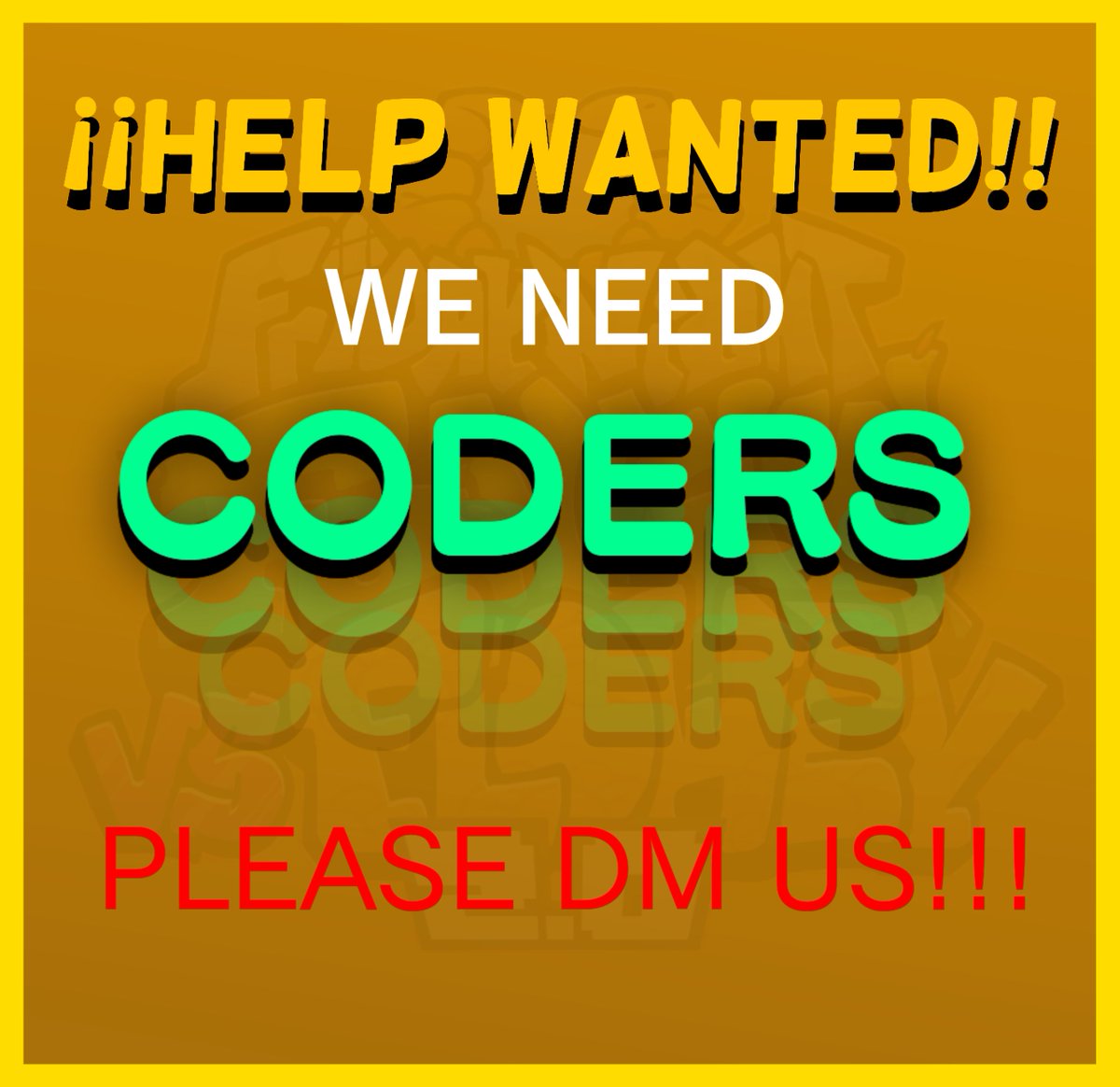 Vs_Flowey20's tweet photo. THE LAST REQUEST PLS WE NEED CODERS!!!!
#fnf #fridaynightfunkin #fnfmod #FNF #fridaynightfunkinmod #fnfgirlfriend https://t.co/W0CTdIxLn9