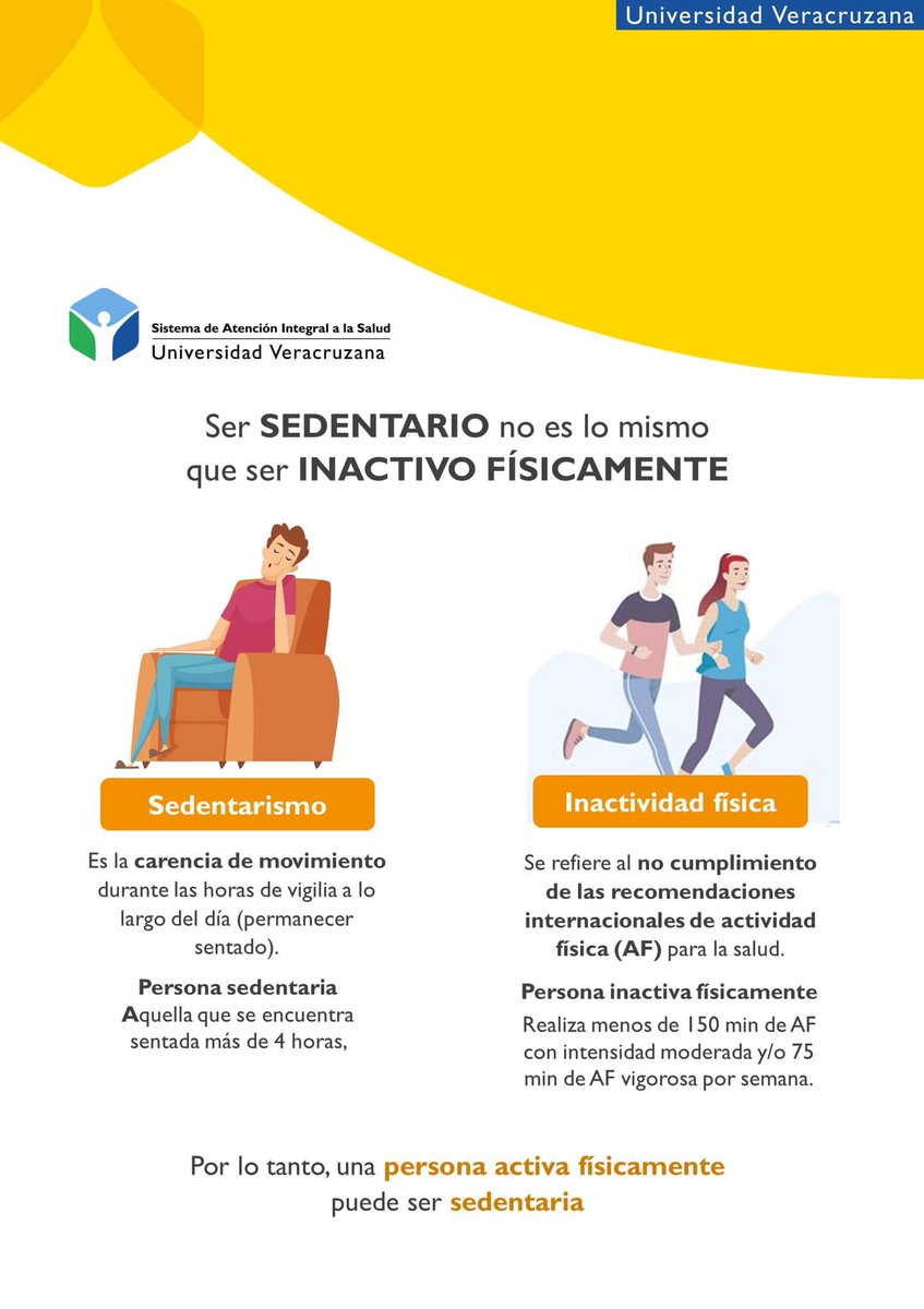 El #SAISUV nos comparte la diferencia entre sedentarismo e inactividad física y algunas recomendaciones para cuidar nuestra salud.

👉Ingresa aquí: bit.ly/3epHYqM

#UV_Saludable