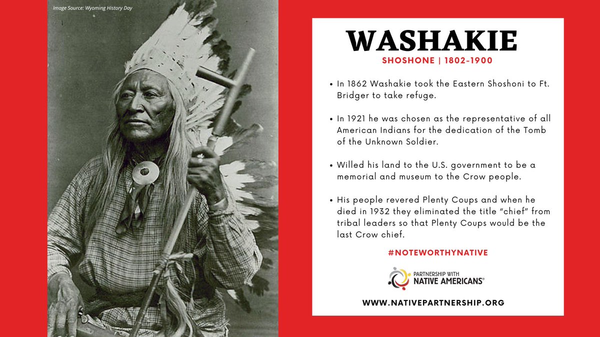 PWNA4hope's tweet image. #NoteworthyNative Monday is back! ⭐

Today, we're honoring the legacy of Washakie, an Eastern Shoshoni leader who navigated complex alliances with strength and wisdom. 👇