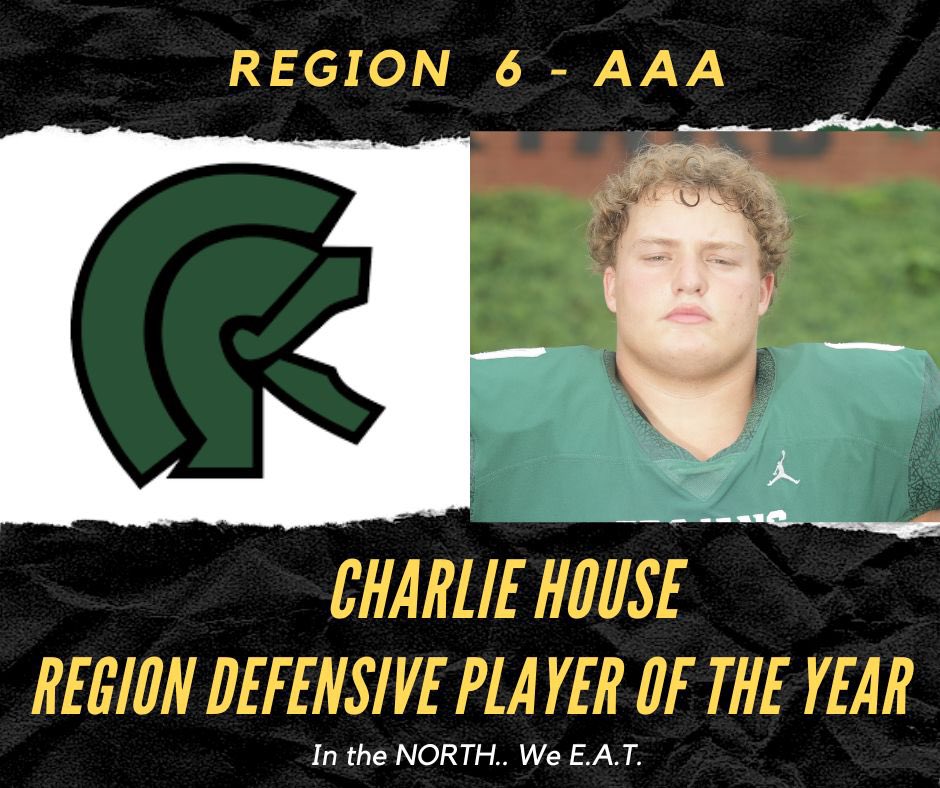 The 🪨 of our defense, Sr DL #0 <a href="/CharlieHouse54/">Charlie House</a> is the 2024 Region 6-AAA Defensive Player of The Year!