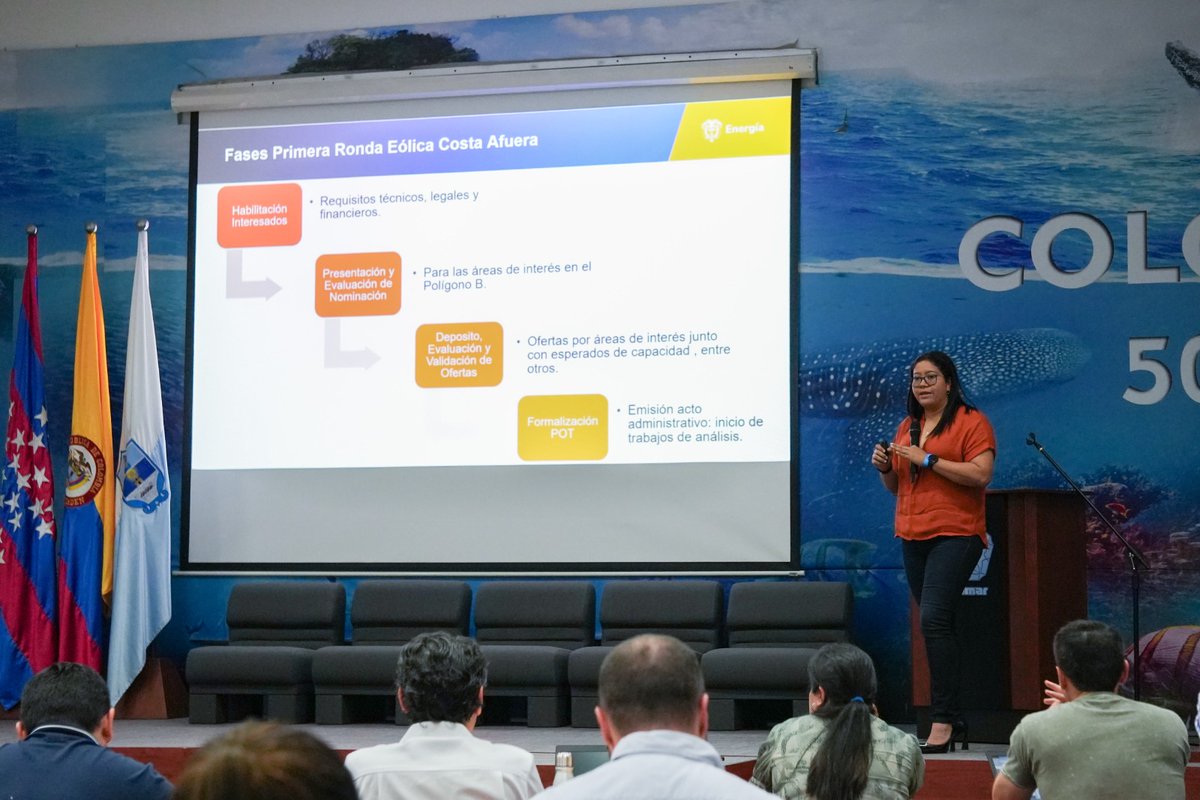 MinEnergiaCo's tweet photo. Participamos en el Encuentro de Gestión del Conocimiento en el Espacio Marino-Costero en Áreas de Interés para Hidrocarburos y Energía Marinas, organizado por @invemarcolombia y @ANHColombia. 

Allí destacamos: 
✅La importancia de una #TransiciónEnergéticaJusta, progresiva y sostenible.
✅ Los avances de la primera ronda eólica marina en el país, como referente para LATAM  y el Caribe.
✅ El trabajo interinstitucional entre nuestro @MinEnergiaCo , @invemarcolombia, MADS, @ANLA_Col y otras entidades del sector ambiental, en la construcción del cuarto de datos para esta primera ronda eólica offshore; espacio que pone a disposición de las empresas habilitadas la información ambiental disponible en el país.