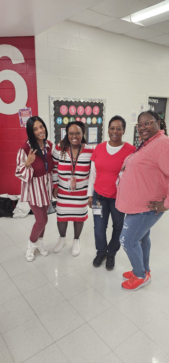 Day 3 of our holiday cheer! Wear red and white! Love my Superb Sixth grade team! <a href="/DutchtownMs_HCS/">TheDMSWay</a>