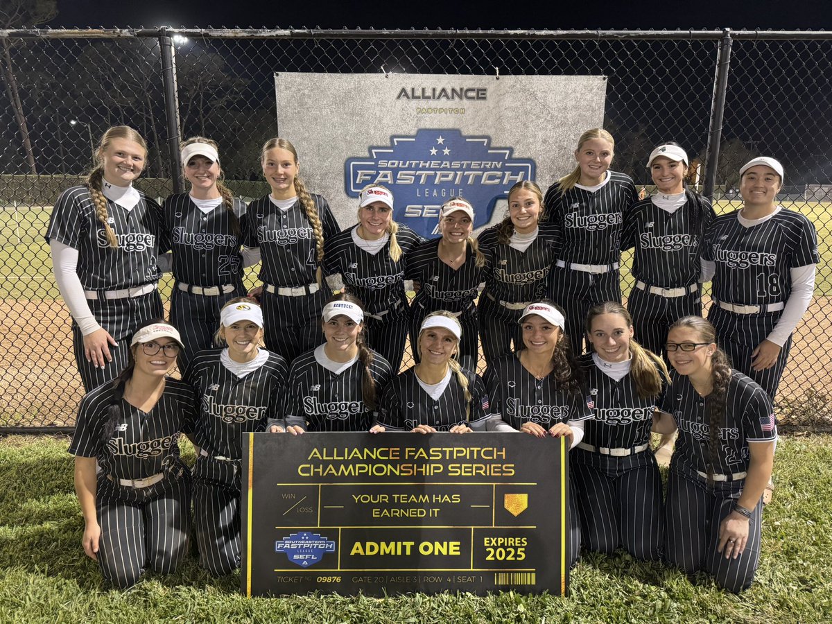 Southeastern Fastpitch League (@leaguefastpitch) on Twitter photo Congratulations to all the 18U teams that punched their ticket to the AFCS this weekend!๐๏ธ๐คฉ
Tampa Mustangs Rene <a href="/MustangsRene/">Tampa Mustangs Rene</a>
Louisville Lady Sluggers - Huecker <a href="/LadySluggersOrg/">Louisville Lady Sluggers</a>
Fury Platinum X Higdon <a href="/FuryPlatinum/">FuryPlatinumSoftballClub</a>
Louisville Lady Sluggers Wathen <a href="/Sluggers07/">Lady Sluggers โ07</a> Congratulations to all the 18U teams that punched their ticket to the AFCS this weekend!๐๏ธ๐คฉ
Tampa Mustangs Rene <a href="/MustangsRene/">Tampa Mustangs Rene</a>
Louisville Lady Sluggers - Huecker <a href="/LadySluggersOrg/">Louisville Lady Sluggers</a>
Fury Platinum X Higdon <a href="/FuryPlatinum/">FuryPlatinumSoftballClub</a>
Louisville Lady Sluggers Wathen <a href="/Sluggers07/">Lady Sluggers โ07</a>