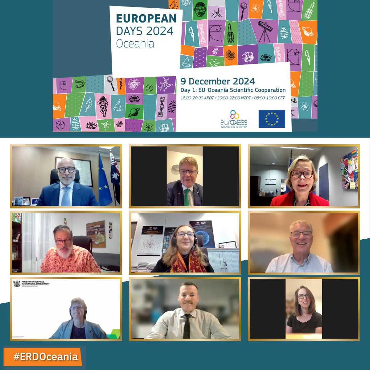 🎉 Yesterday evening, we witnessed an extraordinary start to Day 1 of the European Research Days 2024 - Oceania.

Such an eminent speaker line-up, all reiterating strong commitment to international scientific collaboration👏.

<a href="/EUinAus/">EU in Australia</a>, <a href="/EUinNZ/">European Union in New Zealand</a>, <a href="/EUPasifika/">EU Pacific 🇪🇺</a>, <a href="/EUScienceInnov/">EU Science & Innovation 🇪🇺</a>