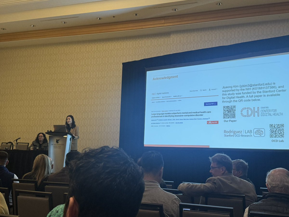 Uma R. Chatterjee, M.S., MHPS (@umarchatterjee) on Twitter photo AMAZING #ACNP2024 talk by Dr. <a href="/JKim_1003/">Jiyeong Kim, PhD, MPH</a> on “Large Language Models Outperform Mental & Medical Health Care Professionals in Identifying #OCD”! 👏🏾🧠
Fully packed out room for <a href="/CRodriguezMDPhD/">Carolyn Rodriguez</a>’s session, “Harnessing Generative AI for Advancing Mental Health Diagnosis & Care” 🤩🙌🏾 AMAZING #ACNP2024 talk by Dr. <a href="/JKim_1003/">Jiyeong Kim, PhD, MPH</a> on “Large Language Models Outperform Mental & Medical Health Care Professionals in Identifying #OCD”! 👏🏾🧠
Fully packed out room for <a href="/CRodriguezMDPhD/">Carolyn Rodriguez</a>’s session, “Harnessing Generative AI for Advancing Mental Health Diagnosis & Care” 🤩🙌🏾