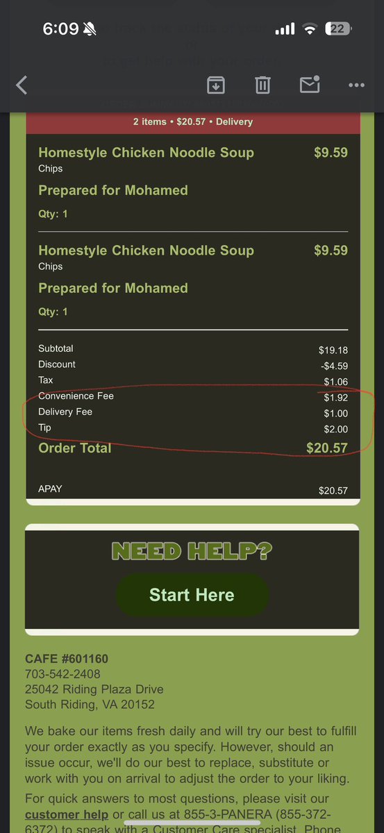 melansary's tweet photo. The @panerabread sip club is such a scam. You’re supposed to get free delivery and I was just charged for delivery.  I called support and they said you have to be an annual member #ridic https://t.co/0W5nqoeVAO