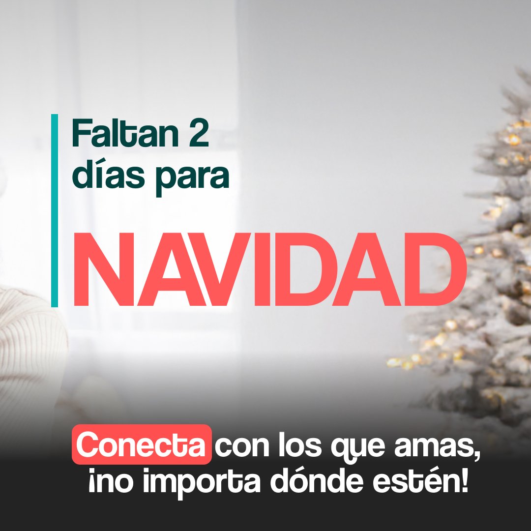 quetalmovil's tweet image. ✨ ¡La cuenta regresiva ha comenzado! Solo faltan 2 días para Navidad.
📞 Asegúrate de estar conectado con tus seres queridos gracias a Qué tal Mobile.

🎅 Esta Navidad, la distancia no importa, la conexión sí.

#QuéTalMobile #CuentaRegresiva #NavidadConectada