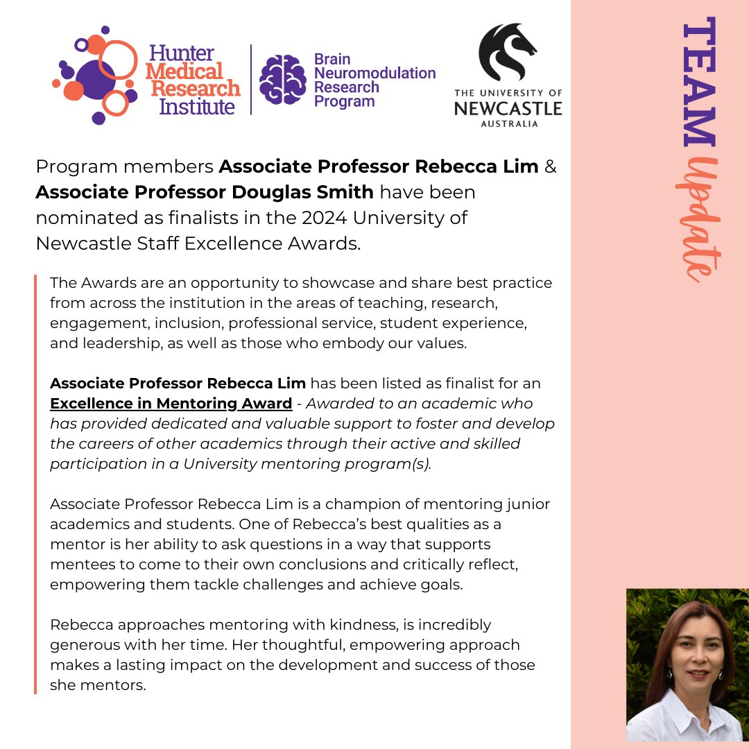 HMRI Brain Neuromodulation Research Program (@newybrains) on Twitter photo TEAM UPDATE! <a href="/Uni_Newcastle/">University of Newcastle</a> <a href="/UON_research/">Uni Newcastle Research</a> <a href="/HMRIAustralia/">Hunter Medical Research Institute (HMRI)</a> #staffexcellenceawards #research TEAM UPDATE! <a href="/Uni_Newcastle/">University of Newcastle</a> <a href="/UON_research/">Uni Newcastle Research</a> <a href="/HMRIAustralia/">Hunter Medical Research Institute (HMRI)</a> #staffexcellenceawards #research