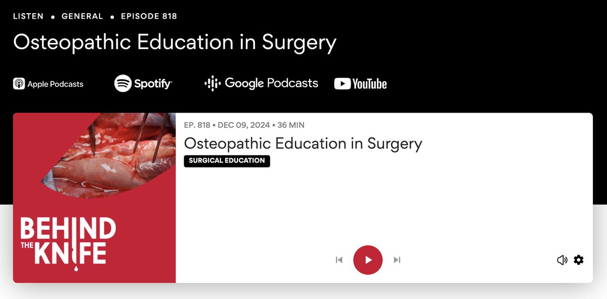 BehindTheKnife (@behindtheknife) on Twitter photo OSTEOPATHIC EDUCATION IN SURGERY
Really fantastic episode describing something a lot of us know little about. Take a listen!
Great work <a href="/JeremyLipman/">Jeremy Lipman</a> <a href="/CCFSurgery/">Cleveland Clinic General Surgery Residency Program</a> <a href="/CleClinicGME/">CleClinicGME</a>
🎧app.behindtheknife.org/podcast/osteop… 🎧 OSTEOPATHIC EDUCATION IN SURGERY
Really fantastic episode describing something a lot of us know little about. Take a listen!
Great work <a href="/JeremyLipman/">Jeremy Lipman</a> <a href="/CCFSurgery/">Cleveland Clinic General Surgery Residency Program</a> <a href="/CleClinicGME/">CleClinicGME</a>
🎧app.behindtheknife.org/podcast/osteop… 🎧