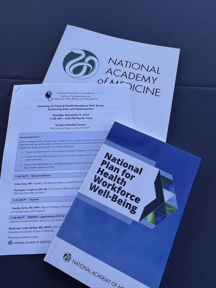 EHigginsMD's tweet photo. Thrilled to be at the @theNAMedicine Action Collaborative on Physician #Wellbeing meeting on “Orienting #AI Toward Health Workforce Well-Being.” 

Critical work and the spotlight on AI and it’s potential to mitigate burnout is 🎯

@UCLAAnes https://t.co/ixXk6XzGim