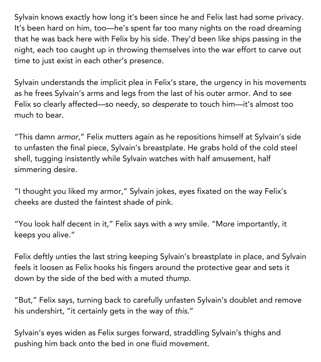 "charmed &amp; disarmed" - Sylvain and Felix finally get some much-needed alone time. written for #SylvixWeek2024 for the prompt "touch-starved"!

⚔️ #sylvix oneshot
🛡️ rated E, 1.6K words
🐎 canon universe, established relationship, pwp

archiveofourown.org/works/61210795