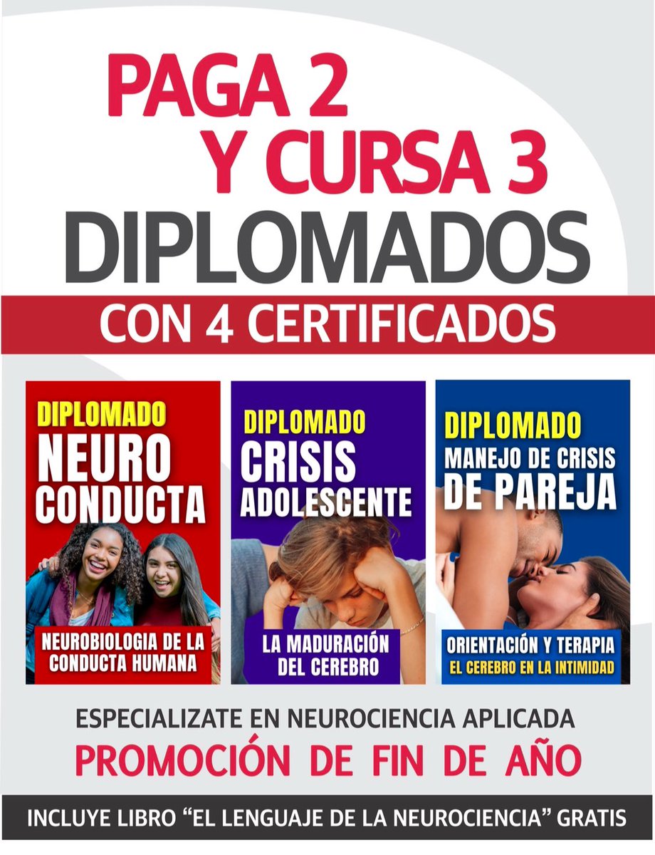 cmendezzOFICIAL's tweet photo. Nuestro Instituto apuesta por ti...
Con la compra de 2 Diplomados te regala 1
Incluye 4 Certificados y te obsequian mi libro: "El
Lenguaje de la Neurociencia"
TODO POR TAN SOLO 149$
@institutocicp https://t.co/bkRMK29b1D