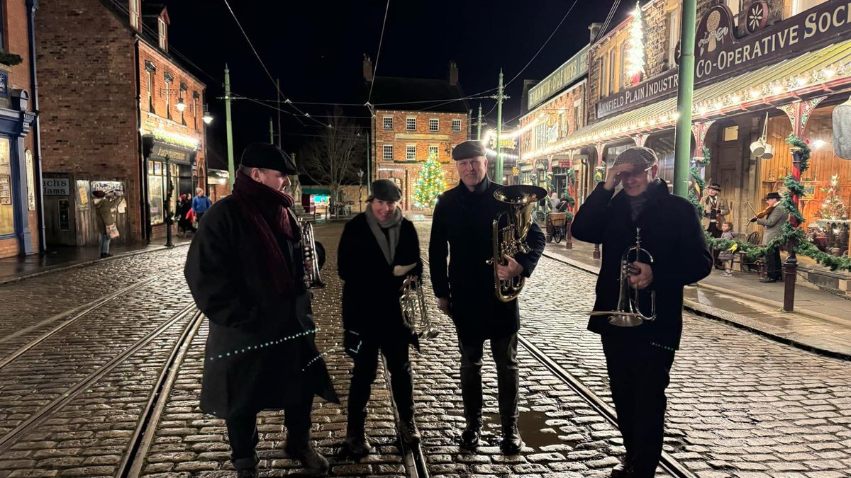 audgill's tweet photo. The joys of playing in brass bands and brass groups in the run up to Christmas. Snippets from 30 Nov to 9 Dec - Concerts, Care Homes, Dalton Park &amp; Beamish. More to follow 🎺🎄⭐🎺 https://t.co/QTVVBR5tXo