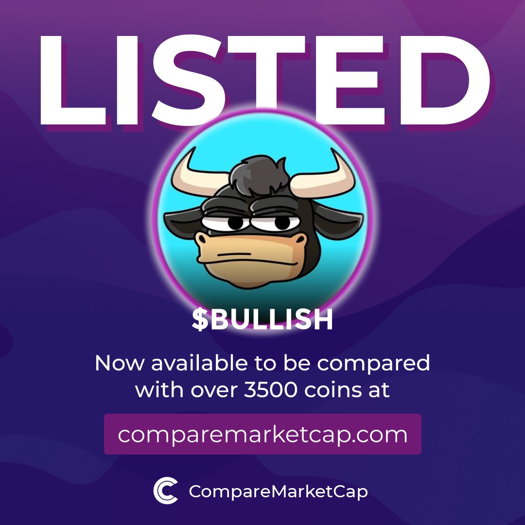 comparemcap's tweet photo. #BULLISH is now listed on https://t.co/f7rQ9GWvGT!

📈$555K
💸$0.0₃55

Check BULLISH on:
X: @bullishthebull
Telegram: https://t.co/WkvT6t8y2t https://t.co/wJqRqI4DTr