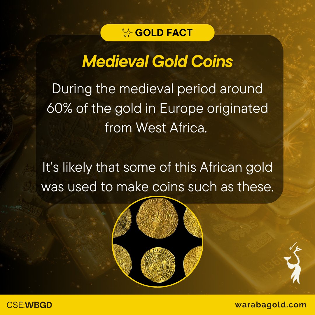 WarabaGold's tweet photo. During the medieval era, 60% of Europe's gold came from West Africa! 🌍

Some of this gold likely shaped the coins that powered economies and trade.

A golden reminder of Africa's global impact.

#Gold #WestAfrica #GoldHistory https://t.co/zdRW5tIDY0