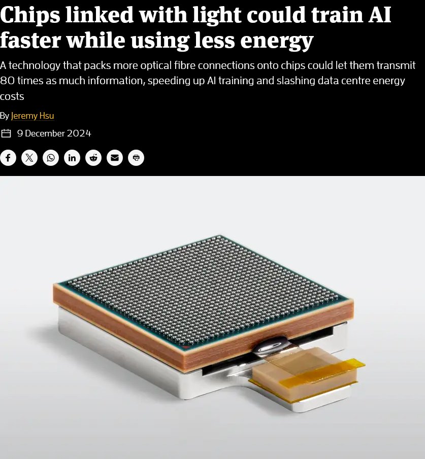 Dr_Singularity's tweet image. We’ve just made another big leap. (So many insane news today). Technological progress is clearly accelerating.

An optical fibre technology can help chips communicate with each other  at the speed of light, enabling them to transmit 80 TIMES as much  information as they could…