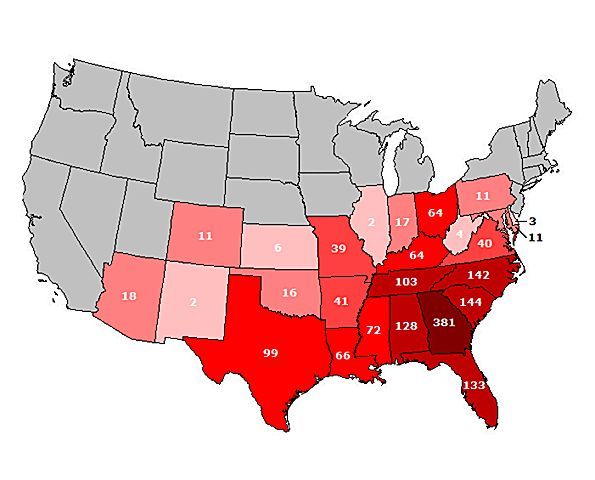 Number of Waffle House Locations in Each State