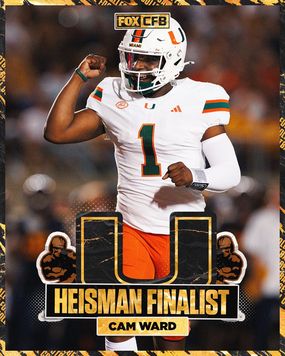 Miami fans knew this one was coming 🔥 

<a href="/CanesFootball/">Miami Hurricanes Football</a>'s <a href="/Cameron7Ward/">Cameron Ward</a> is headed to New York as a 2024 Heisman Finalist 🏆
