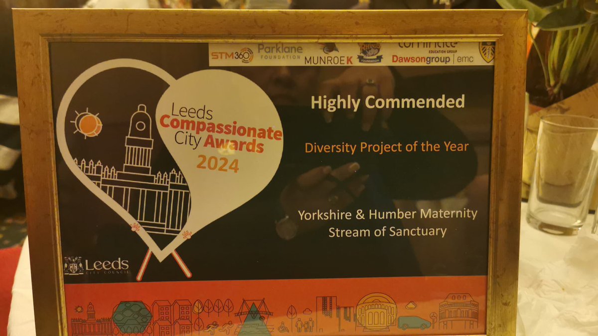 Really proud to be part of the Trustee team at The Yorkshire &amp; Humberside Maternity Stream of Sanctuary. Highly commended for Diversity Project of the Year 🎉Well done to everyone involved, a fantastic team effort. <a href="/RoseatMcCarthy/">Rose McCarthy</a> <a href="/Diana_FG9/">Diana FG</a> Dasha, Jacky &amp; Sahar