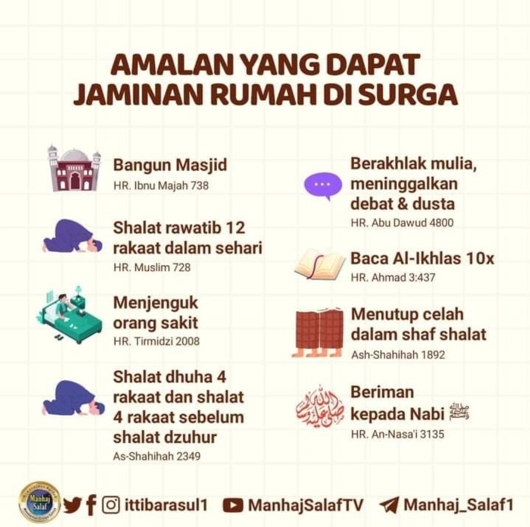 DiaraFathiya's tweet photo. Amalan yang dapat jaminan rumah di surga✨